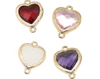 Gold Glass Heart Connector | Valentine's Day Connectors | Heart Connectors