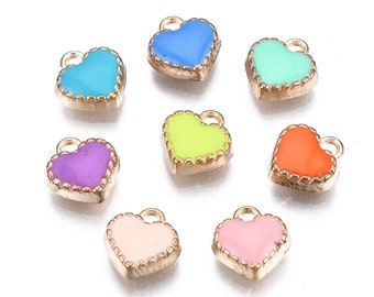Helle kleine Emaille Herz Anhänger | Valentinstag Charms | Herz Charms | 5 Anhänger | 10 Anhänger | 20 Anhänger