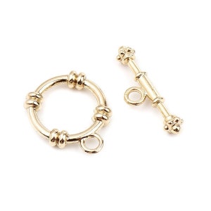 16K Gold-Plated Circle Toggle Set | Bracelet Toggles | Bulk Jewelry Findings | Set of 5 Toggles | Set of 10 Toggles