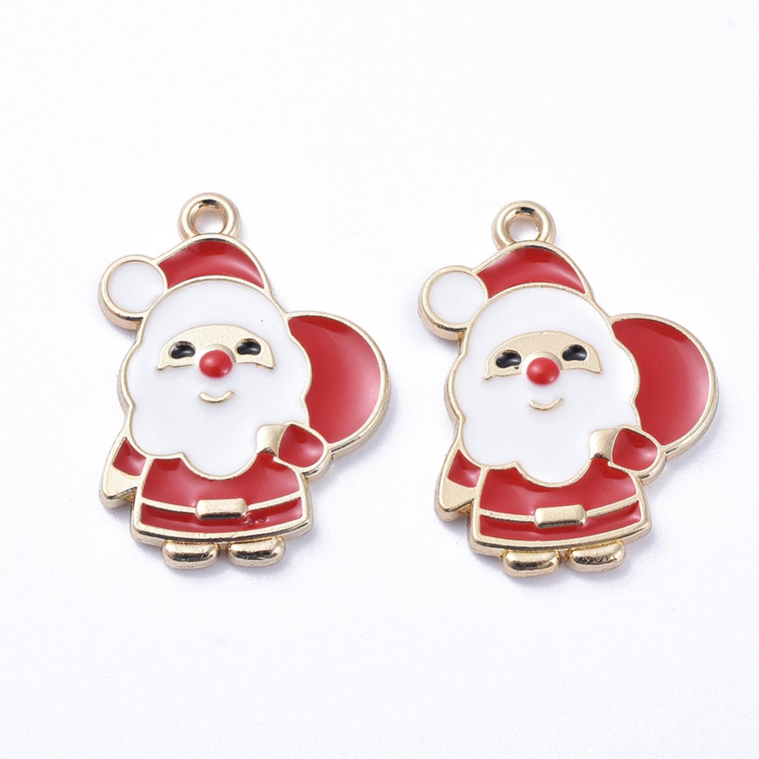Enamel Santa Claus With Toy Bag Charm Christmas Charms Bulk Charms Set