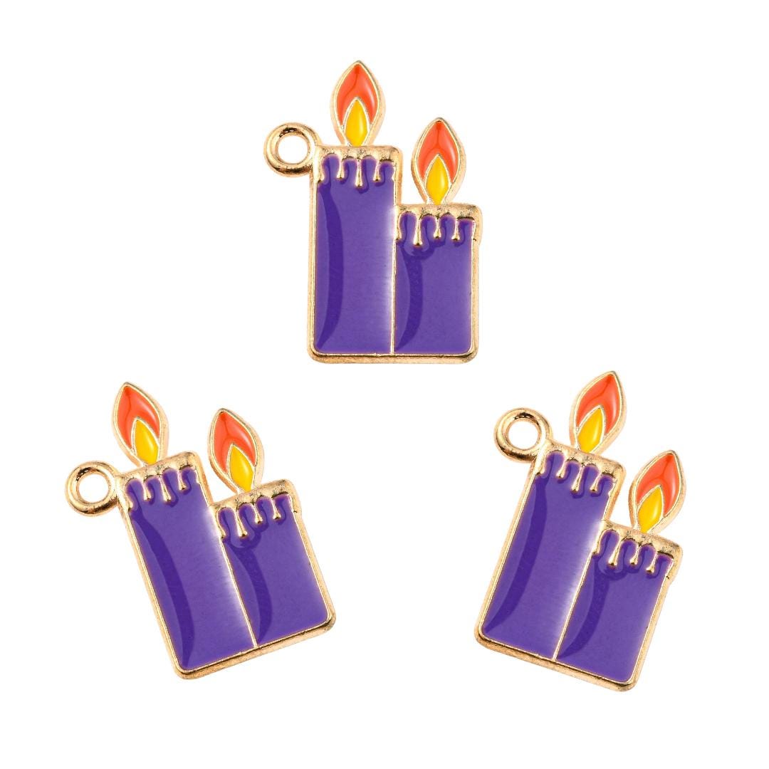 Gold Enamel Candles Charm | Halloween Charms | Holiday Charms - Etsy Canada