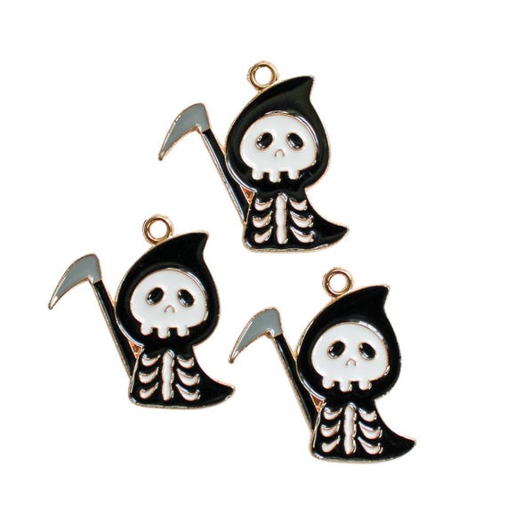 Gold Enamel Grim Reaper Charm Skeleton Charms Halloween Charms Bulk  Charms Set of Charms Set of 10 Charms Set of 20 Charms