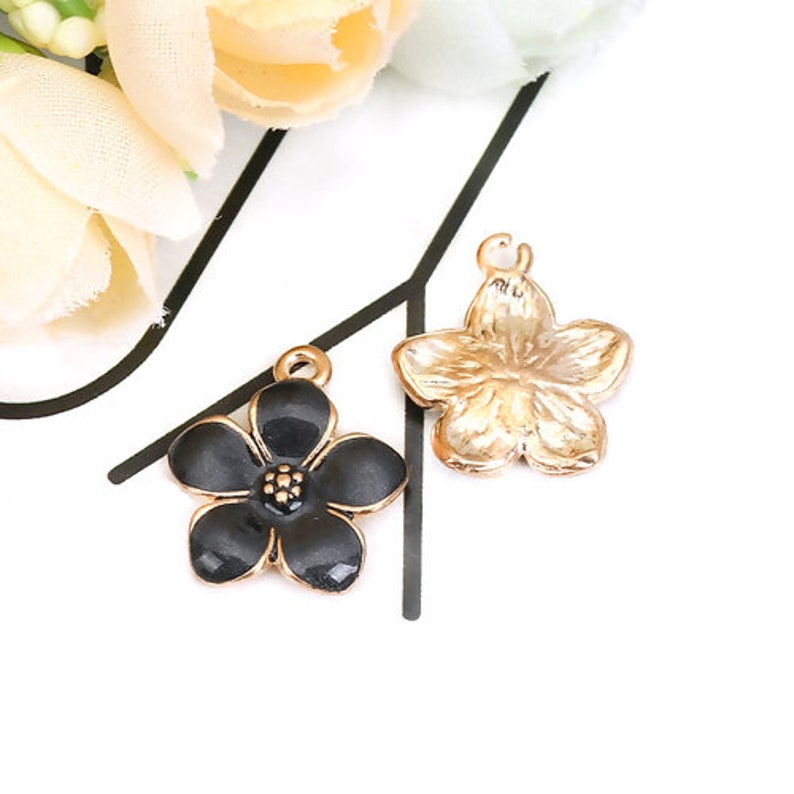 Spring Charm Gold Enamel Flower Charm | Spring Charms | Floral Charms - Etsy
