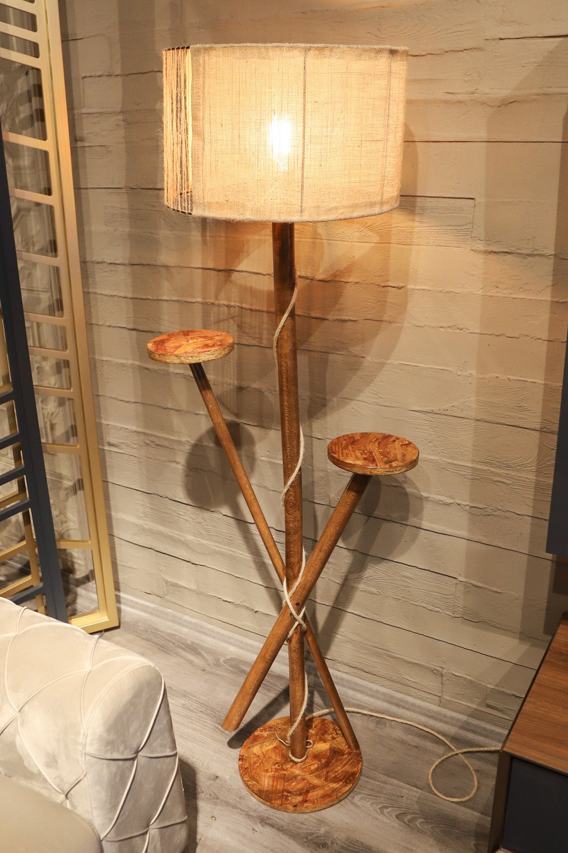 Decorative Wooden Floor Lamp Coffe Table Livingroom Lighting - Etsy
