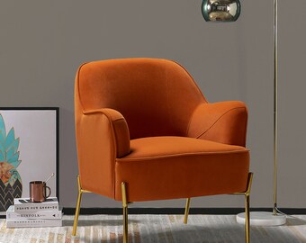 Orange Velvet Chair Etsy