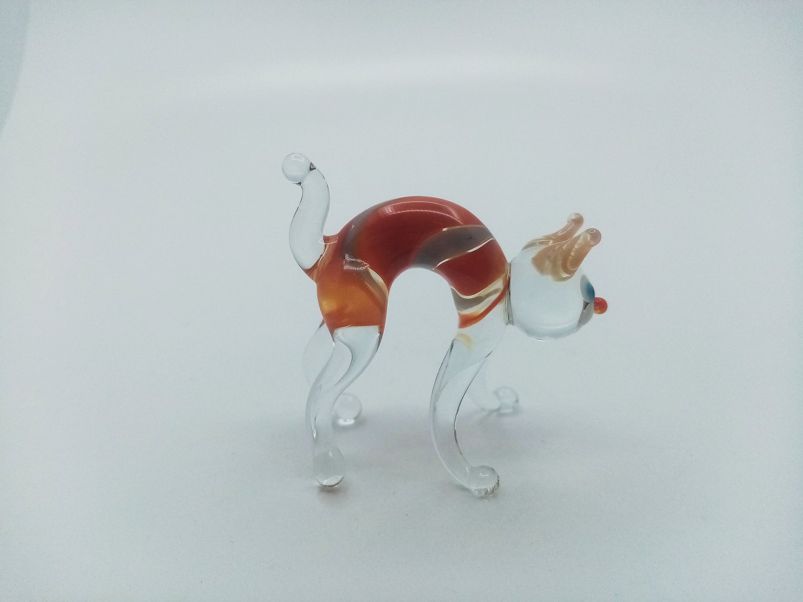 Glass cat figurine / Cat collection / Glass cat statue / Glass Etsy