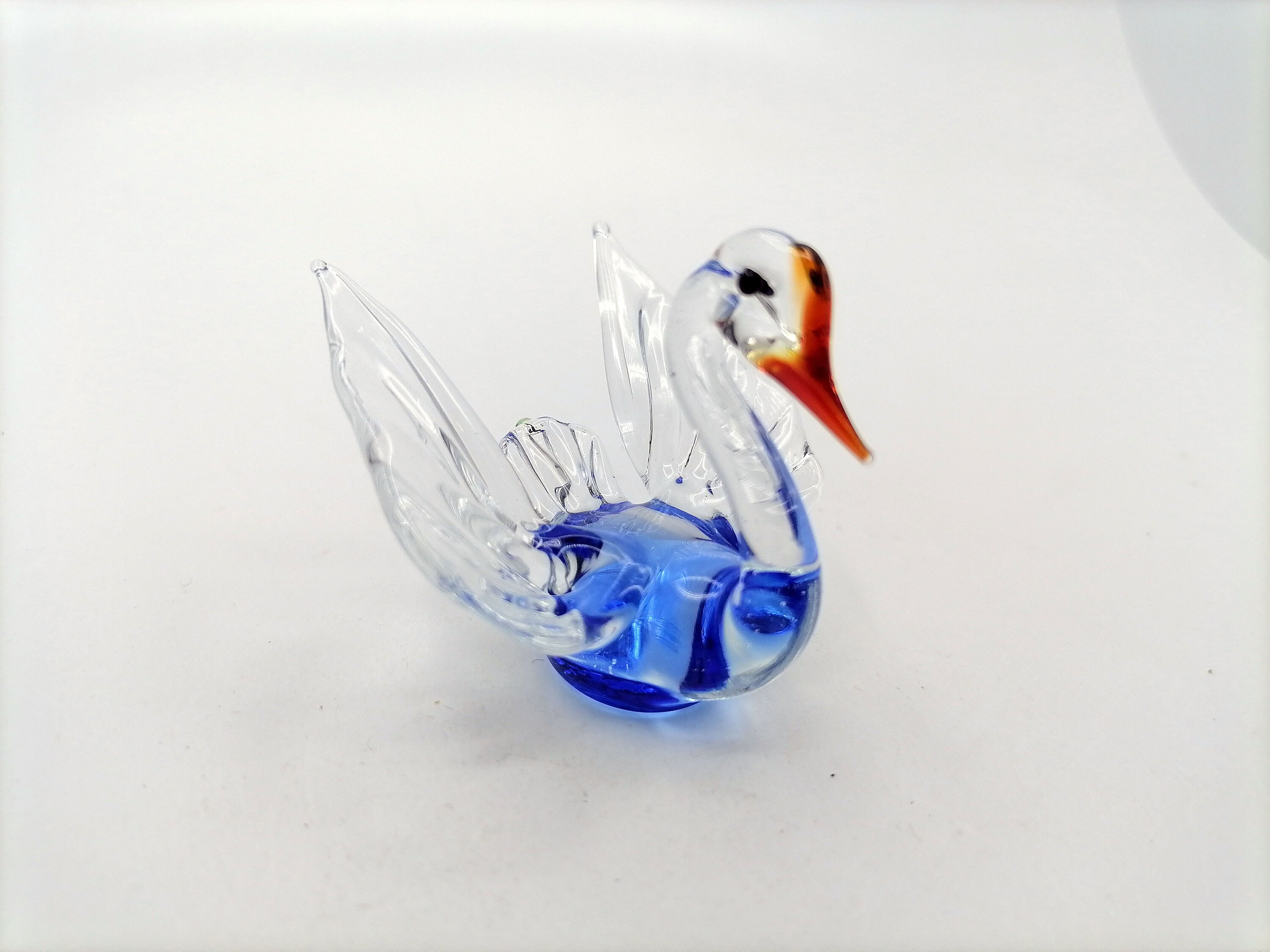 Glass Swan Figurine / Swan Collection / Glass Swan Statue / Etsy