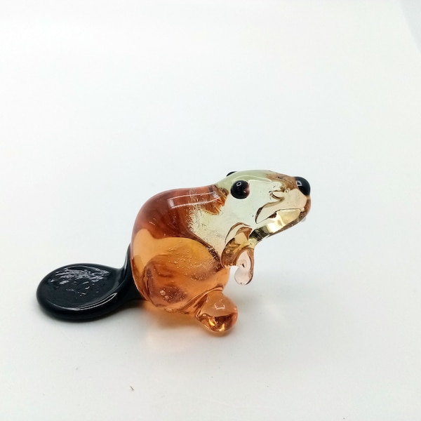 Figurine de castor en verre / Collection Beaver / Statue de castor en verre / Figurine d’animaux en verre / Castor miniature