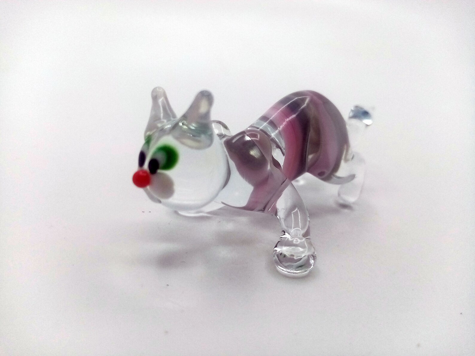 Glass cat figurine / Cat collection / Glass cat statue / Glass Etsy