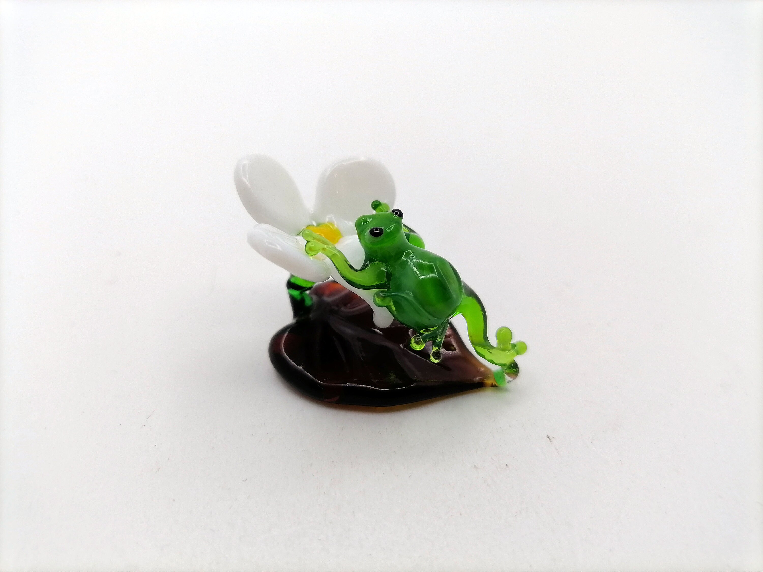 Mini Glass Frog and Flower Arrangement / Arrangement Etsy