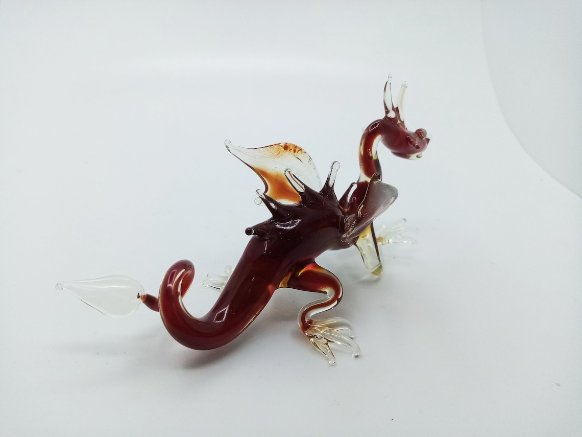 Glass dragon figurine / Dragon collection / Glass dragon Etsy