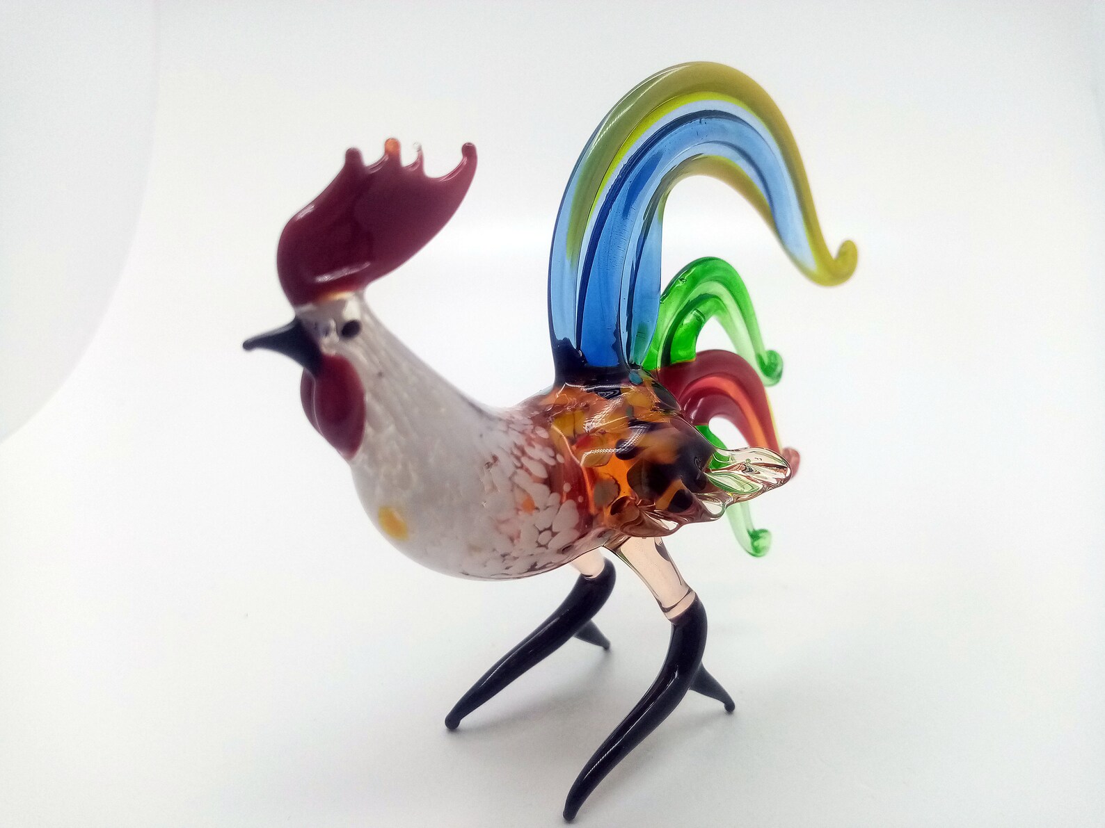 Figura de gallo de vidrio / Colección de pollas / Estatua ...