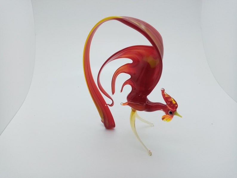 Glass rooster figurine Cock collection Glass rooster statue Glass animal figurine Miniature rooster