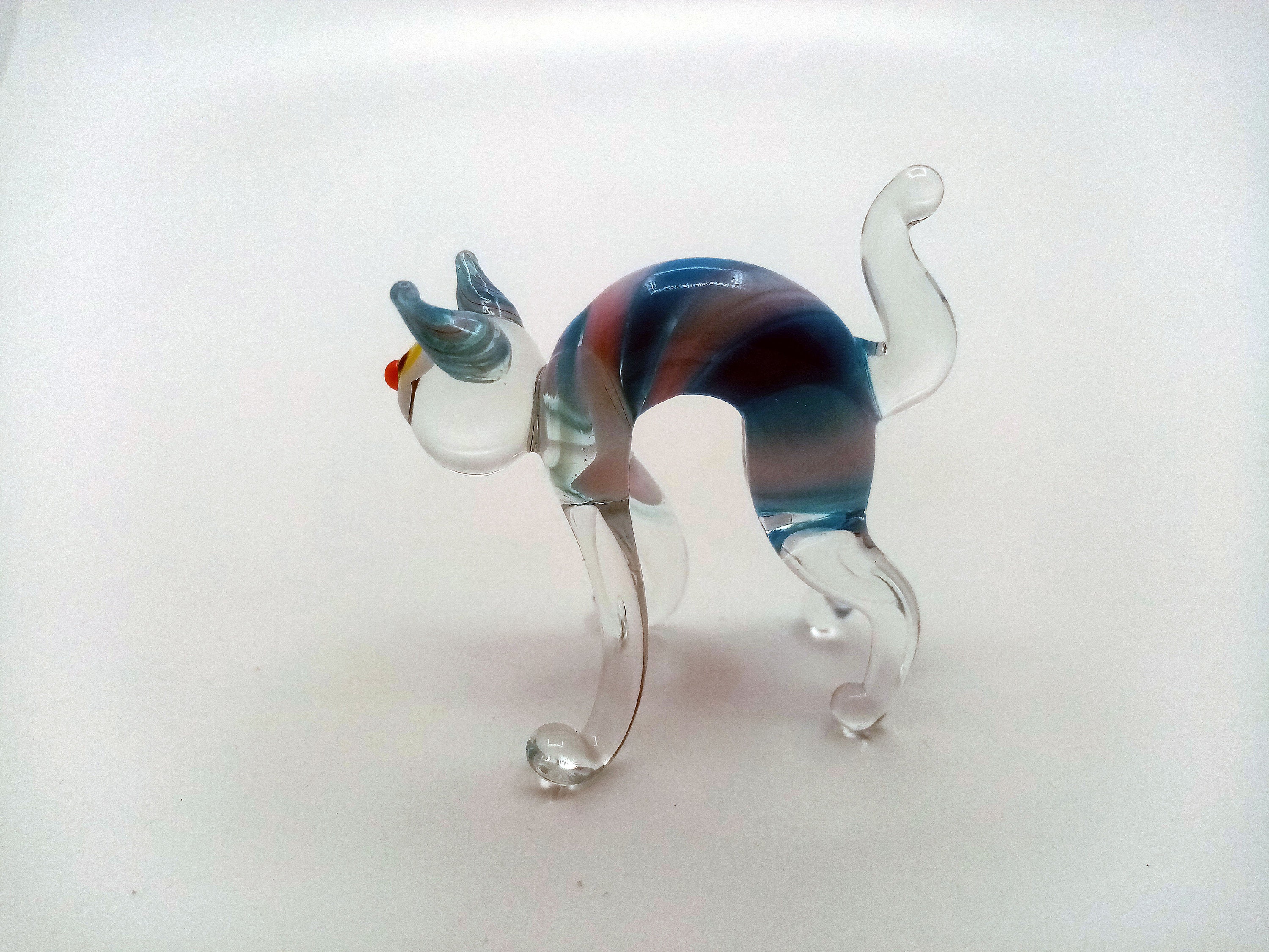 Glass cat figurine / Cat collection / Glass cat statue / Glass Etsy