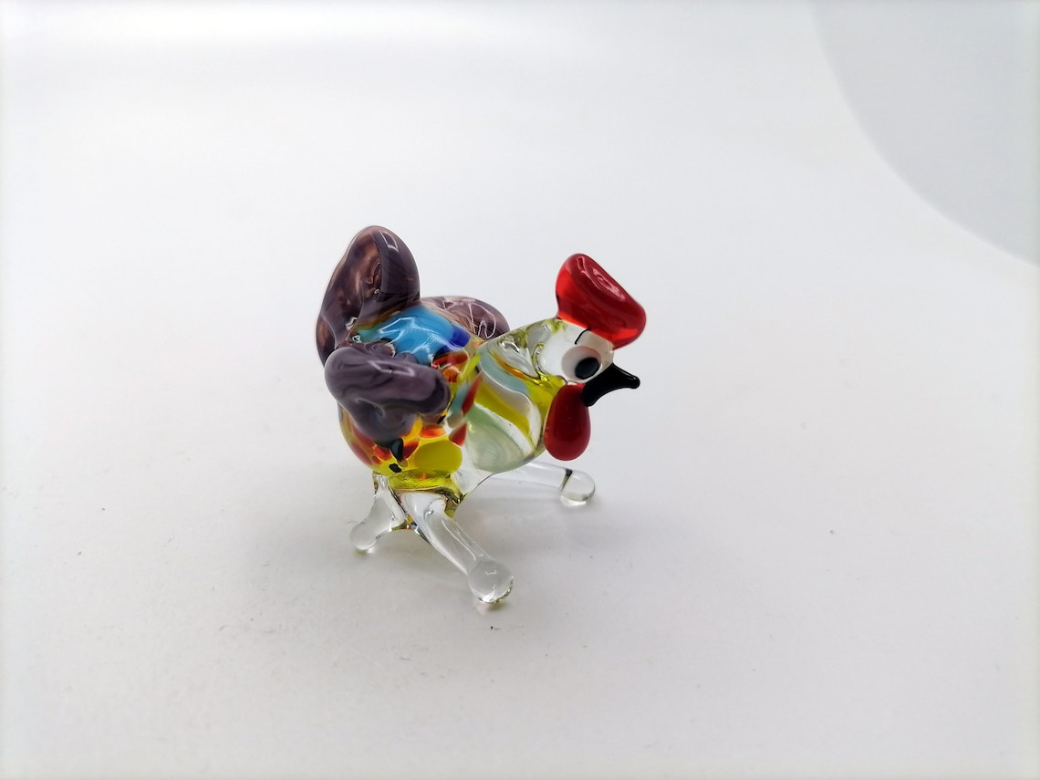 Glass chicken figurine / Chicken collection / Glass chicken Etsy