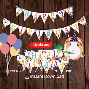 Banner de cumpleaños de conejillo de indias imprimible
