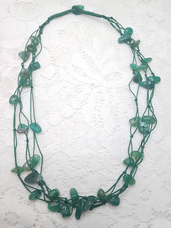 Green jade necklace, Green jade, gemstone, Beaded
