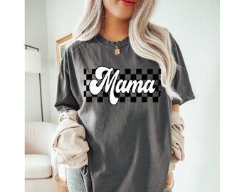 Checkered Mama Shirt: Retro Mom Life Comfort Colors Tee