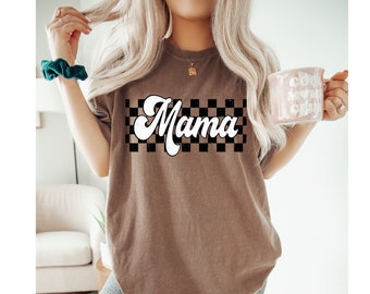 Checkered Mama Shirt: Retro Mom Life Comfort Colors Tee