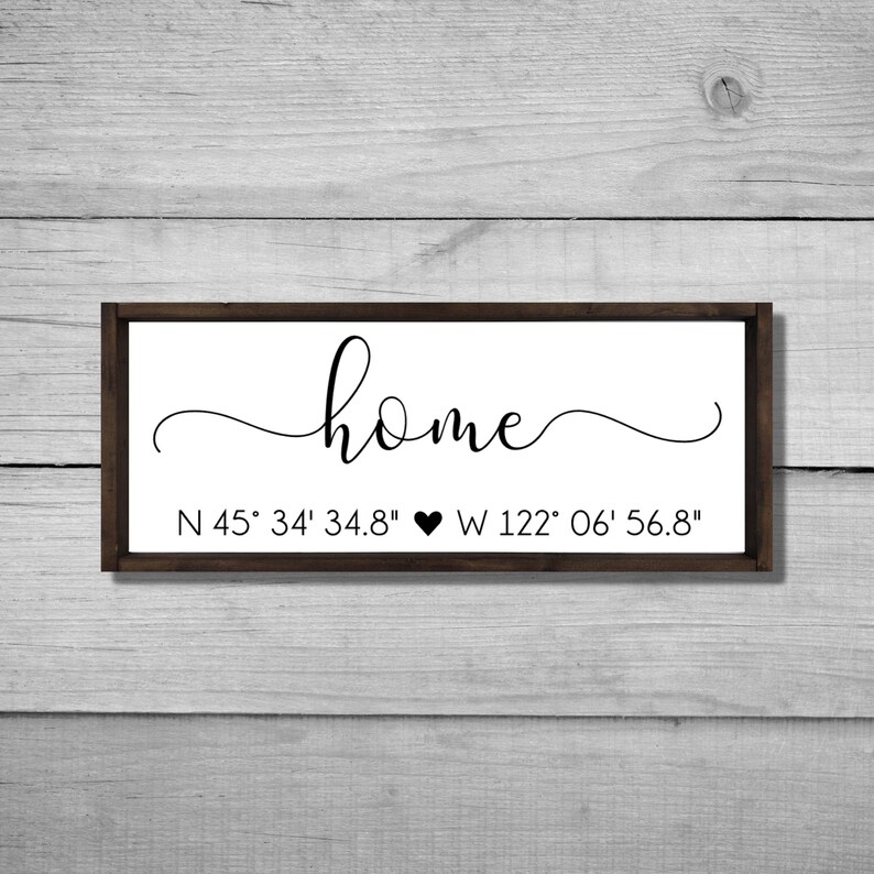 Home Coordinates Sign GPS Coordinates Sign Home Wood Sign Etsy