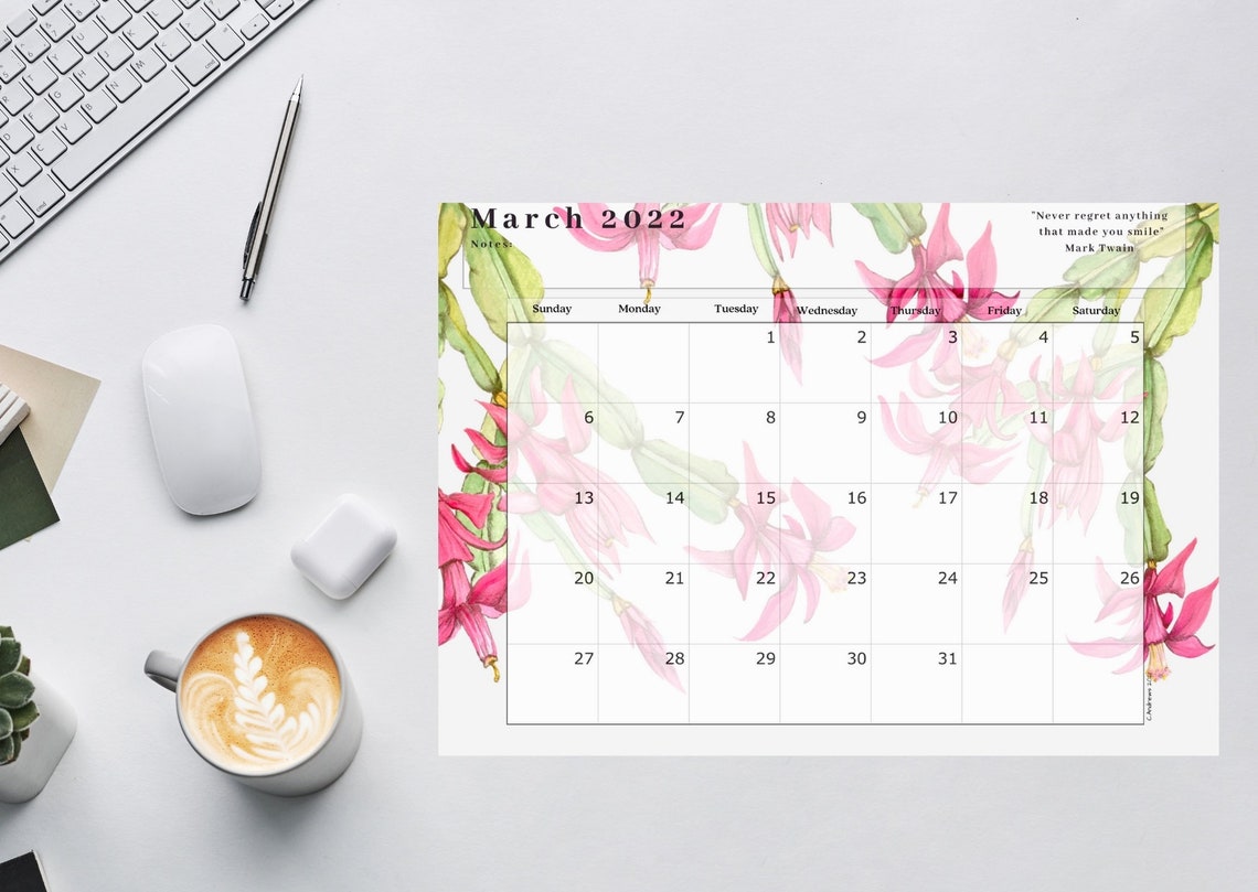 2022 Botanical Desk Calendar Etsy