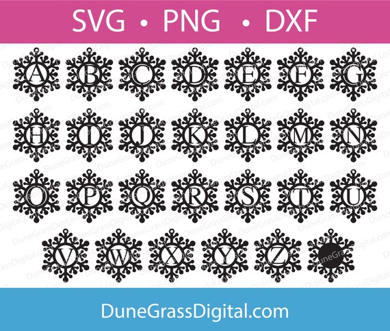 Download Monogram Snowflake Svg Christmas Ornament Monogram Set Cut Etsy