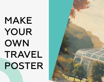 Custom Travel Poster - Personalized Destination Artwork | Vintage-Style Wall Decor, Unique Gift for Travelers | Make Your Own Memory Print