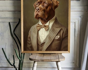 A dog in a suit and glasses Poster