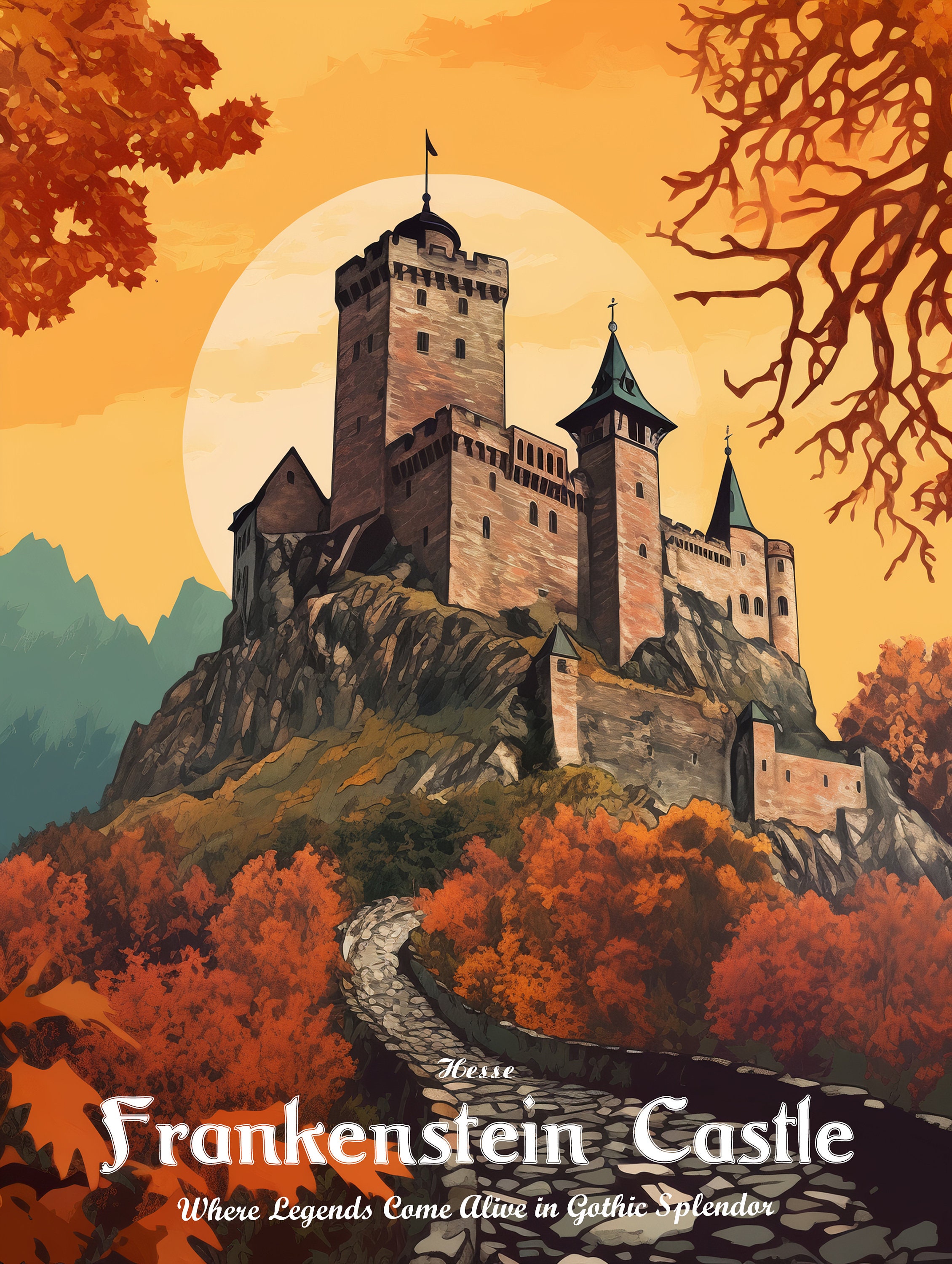 SilkScreenPrint Leather Art BAD CASTLE