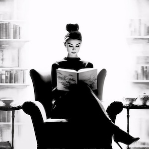 Audrey Hepburn with a book | Poster | Wall Art | Home Decor |
