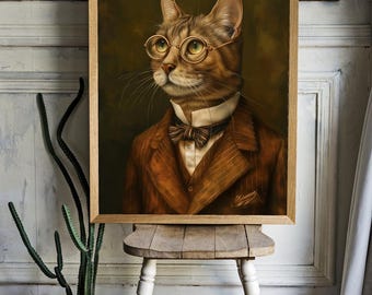 A cat in a suit and glasses Poster