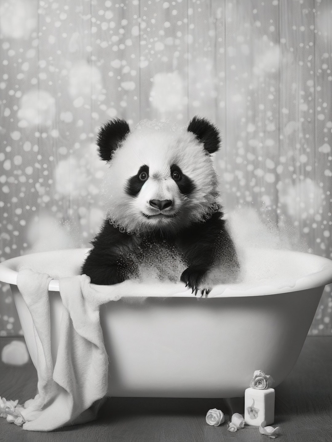 Panda in the Bathroom | Poster | Wall Art | Home Decor | - Etsy