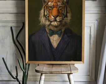 A tiger in a suit and glasses Poster