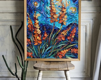 Starry Floral Night Poster