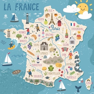 Map of France | Poster | Wall Art | Home Decor |