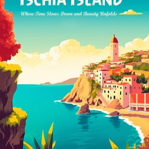 Itália, Ilha de Ischia 2 | Pôster | Arte de parede | Decoração de casa |