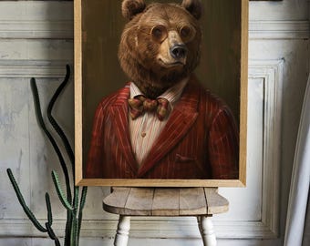 A bear in a suit and glasses Poster