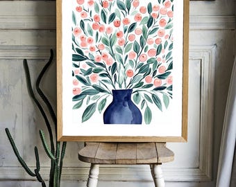 Floral Abundance in Vase Poster
