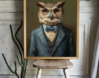 An owl in a suit and glasses Poster