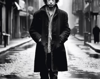 Bob Dylan walks down the street | Poster | Wall Art | Home Decor |