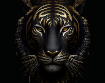 Black and Gold tiger | Poster | Wall Art | Home Decor |