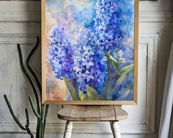Blue Hyacinths Watercolor Poster