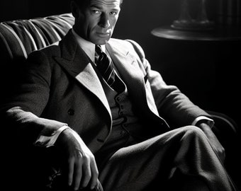 Gary Cooper in the chair | Poster | Wall Art | Home Decor |