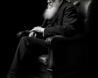 Charles Darwin in the chair | Poster | Wall Art | Home Decor |