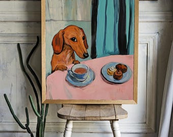 Dachshund and a cup of tea Poster