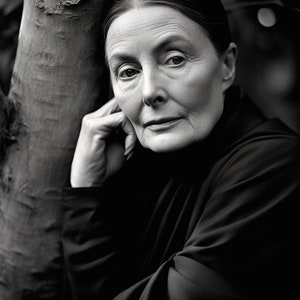 Georgia O&#39;Keeffe leaning against a tree | Poster | Wall Art | Home Decor |