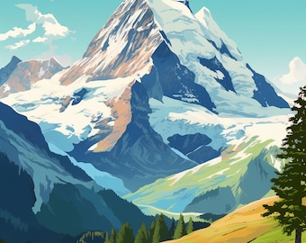Switzerland, Mountain Jungfrau | Poster | Wall Art | Home Decor |