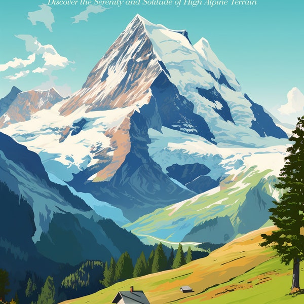 Zwitserland, Berg Jungfrau | Affiche | Kunst aan de muur | Woondecoratie |