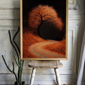 Póster Camino sinuoso en otoño