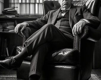 Niels Bohr in the chair | Poster | Wall Art | Home Decor |